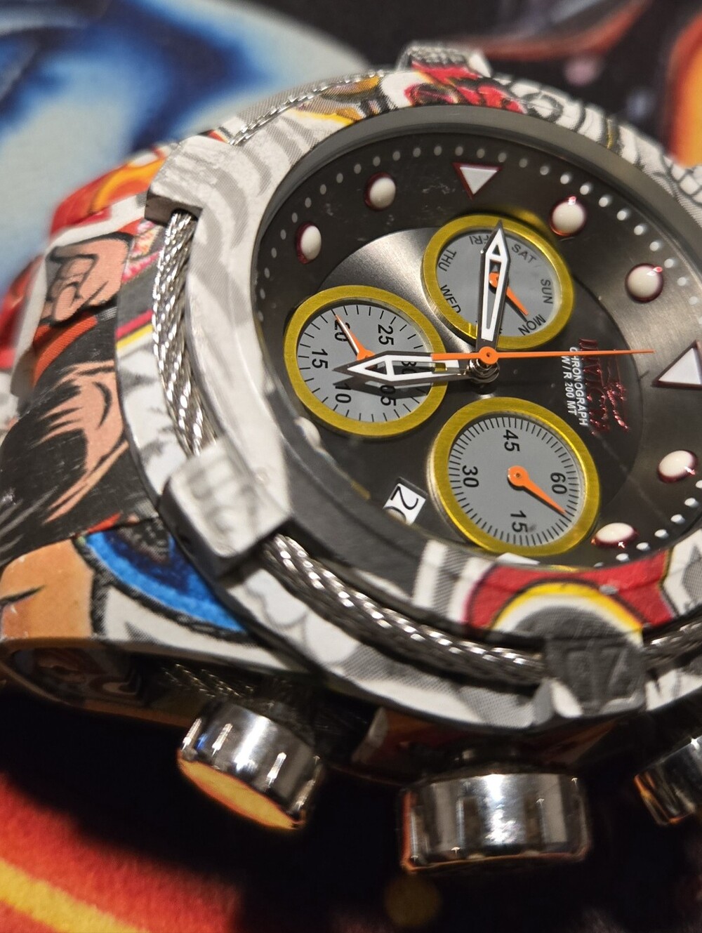 Invicta Multicolor Graffiti Dial and Band Chronograph Watch